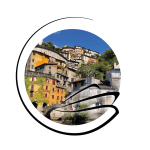 Perspective on lake como with a boat